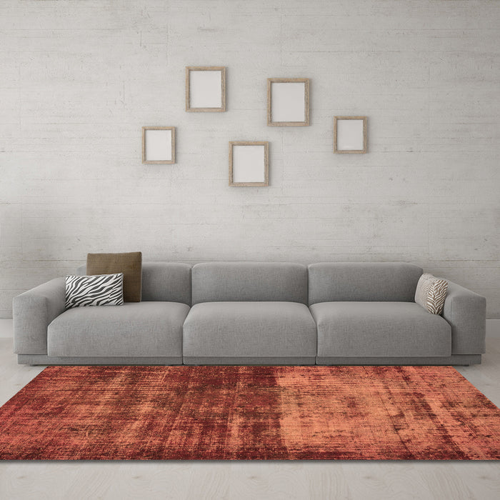 Machine Washable Abstract Brown Modern Rug in a Living Room,, wshabs766brn