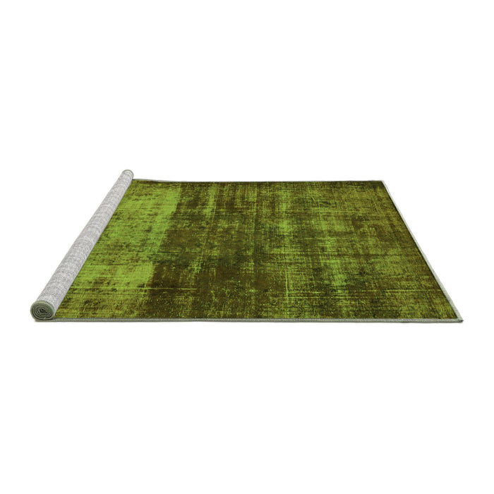 Sideview of Machine Washable Abstract Green Modern Area Rugs, wshabs766grn