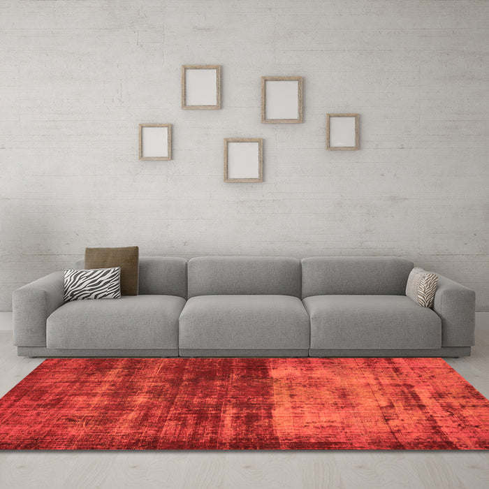 Machine Washable Abstract Orange Modern Area Rugs in a Living Room, wshabs766org