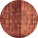 Round Abstract Brown Modern Rug, abs766brn