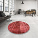 Round Abstract Red Modern Rug in a Office, abs766