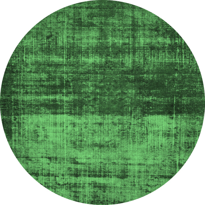 Round Abstract Emerald Green Modern Rug, abs766emgrn