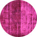 Round Machine Washable Abstract Pink Modern Rug, wshabs766pnk