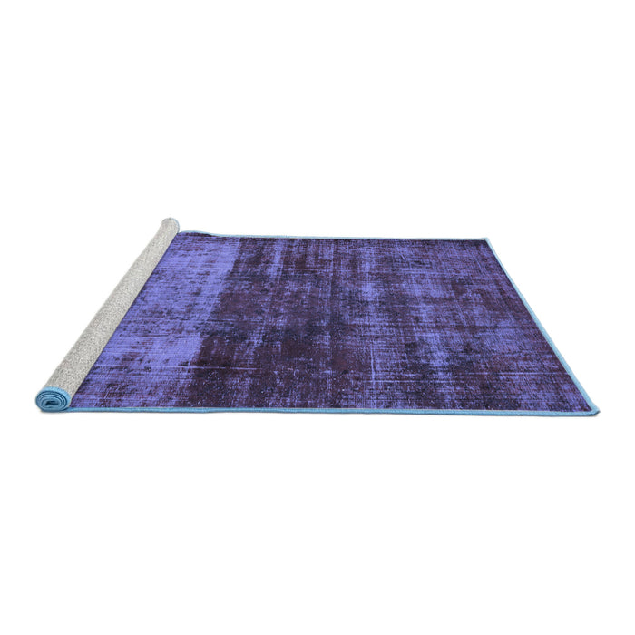Sideview of Machine Washable Abstract Blue Modern Rug, wshabs766blu