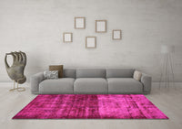 Machine Washable Abstract Pink Modern Rug, wshabs766pnk