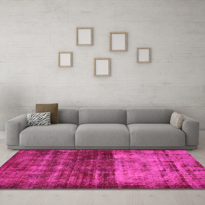 Machine Washable Abstract Pink Modern Rug in a Living Room, wshabs766pnk