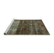 Sideview of Machine Washable Abstract Turquoise Modern Area Rugs, wshabs766turq