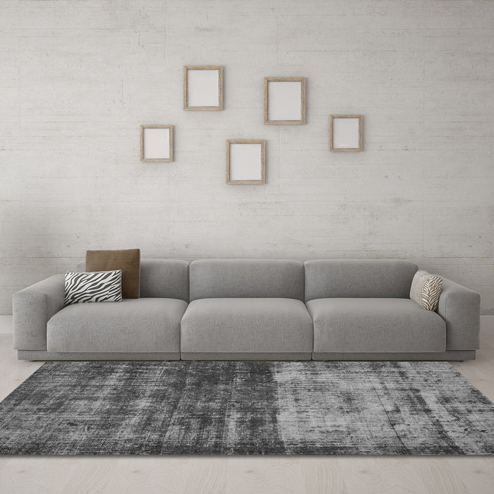 Machine Washable Abstract Gray Modern Rug in a Living Room,, wshabs766gry