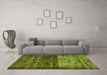 Machine Washable Abstract Green Modern Area Rugs in a Living Room,, wshabs766grn