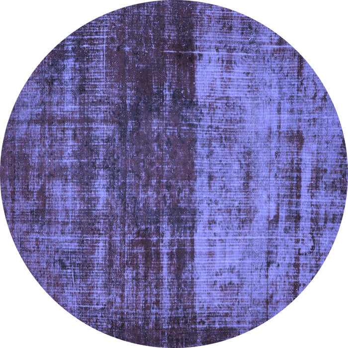 Round Machine Washable Abstract Blue Modern Rug, wshabs766blu