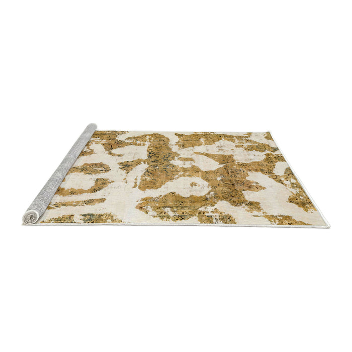 Sideview of Machine Washable Abstract Moccasin Beige Rug, wshabs767