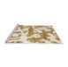 Sideview of Machine Washable Abstract Moccasin Beige Rug, wshabs767