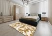 Machine Washable Abstract Moccasin Beige Rug in a Bedroom, wshabs767