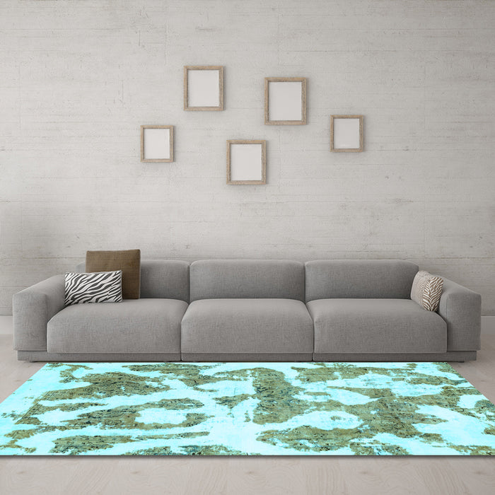 Machine Washable Abstract Light Blue Modern Rug in a Living Room, wshabs767lblu