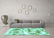 Machine Washable Abstract Turquoise Modern Area Rugs in a Living Room,, wshabs767turq