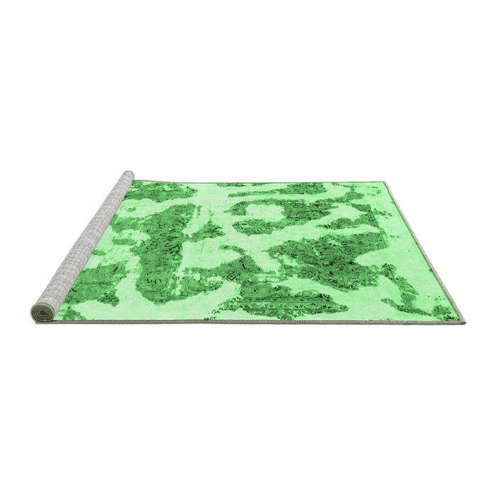 Sideview of Machine Washable Abstract Emerald Green Modern Area Rugs, wshabs767emgrn