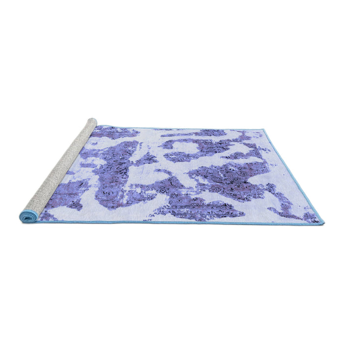Sideview of Machine Washable Abstract Blue Modern Rug, wshabs767blu