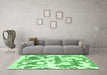 Machine Washable Abstract Emerald Green Modern Area Rugs in a Living Room,, wshabs767emgrn