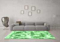 Machine Washable Abstract Emerald Green Modern Rug, wshabs767emgrn