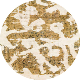 Round Machine Washable Abstract Moccasin Beige Rug, wshabs767