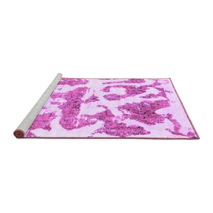 Sideview of Machine Washable Abstract Purple Modern Area Rugs, wshabs767pur