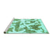 Sideview of Machine Washable Abstract Turquoise Modern Area Rugs, wshabs767turq