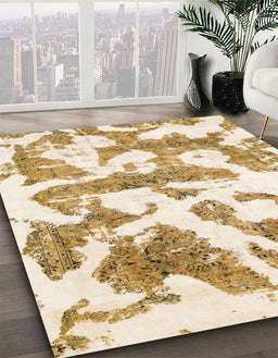 Machine Washable Abstract Moccasin Beige Rug in a Family Room, wshabs767