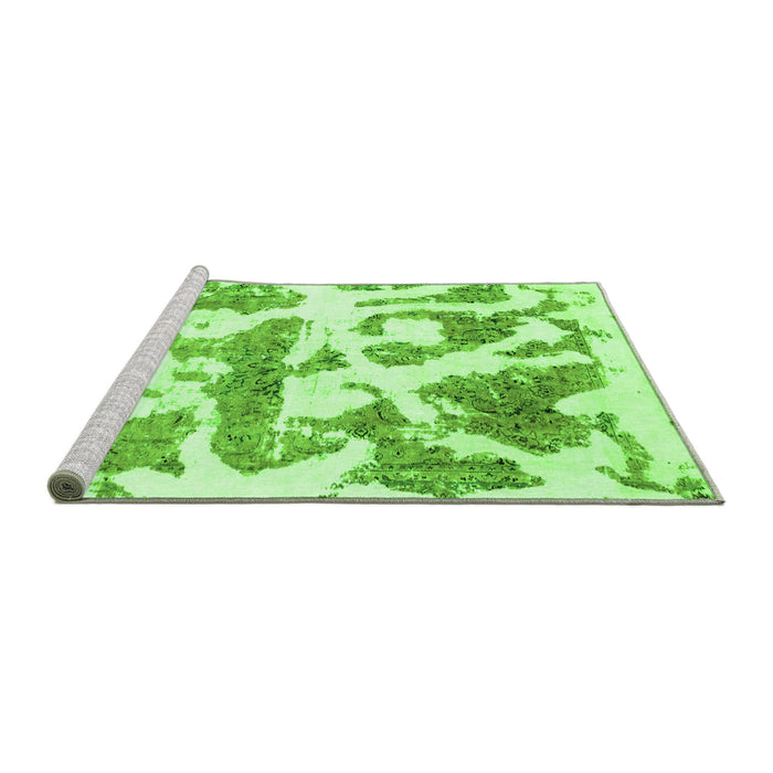 Sideview of Machine Washable Abstract Green Modern Area Rugs, wshabs767grn