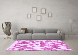 Machine Washable Abstract Purple Modern Area Rugs in a Living Room, wshabs767pur