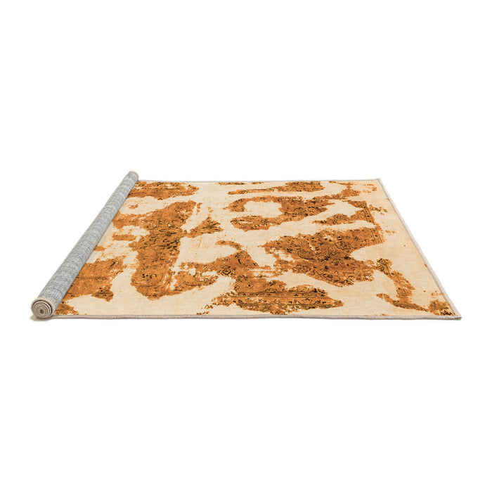 Sideview of Machine Washable Abstract Orange Modern Area Rugs, wshabs767org
