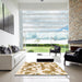 Square Abstract Beige Modern Rug in a Living Room, abs767