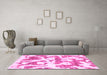 Machine Washable Abstract Pink Modern Rug in a Living Room, wshabs767pnk