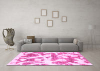 Machine Washable Abstract Pink Modern Rug, wshabs767pnk