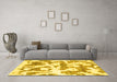 Machine Washable Abstract Yellow Modern Rug in a Living Room, wshabs767yw