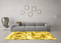 Machine Washable Abstract Yellow Modern Rug, wshabs767yw