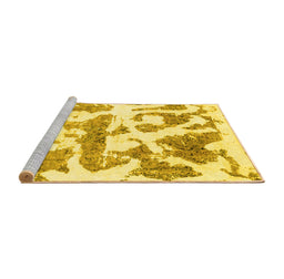 Sideview of Machine Washable Abstract Yellow Modern Rug, wshabs767yw
