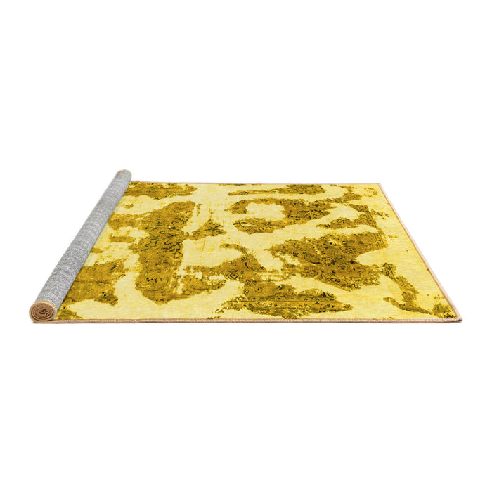 Sideview of Machine Washable Abstract Yellow Modern Rug, wshabs767yw