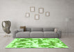 Machine Washable Abstract Green Modern Area Rugs in a Living Room,, wshabs767grn