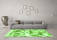 Machine Washable Abstract Green Modern Rug, wshabs767grn