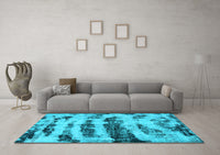 Machine Washable Abstract Light Blue Modern Rug, wshabs768lblu