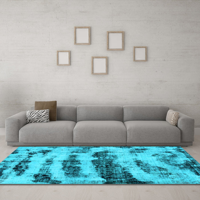 Machine Washable Abstract Light Blue Modern Rug in a Living Room, wshabs768lblu