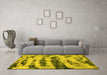 Machine Washable Abstract Yellow Modern Rug in a Living Room, wshabs768yw