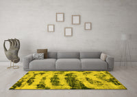 Machine Washable Abstract Yellow Modern Rug, wshabs768yw