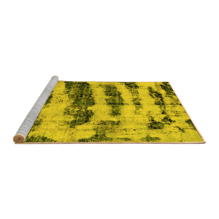 Sideview of Machine Washable Abstract Yellow Modern Rug, wshabs768yw