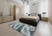 Abstract Cloud Gray Modern Rug in a Bedroom, abs768