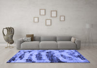 Machine Washable Abstract Blue Modern Rug, wshabs768blu