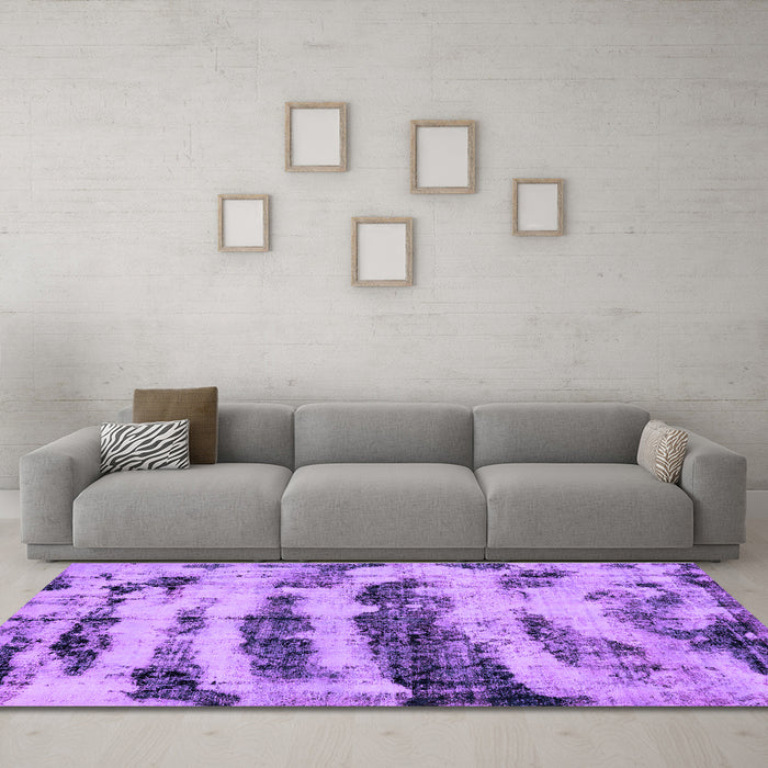 Machine Washable Abstract Purple Modern Area Rugs in a Living Room, wshabs768pur