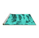 Sideview of Machine Washable Abstract Turquoise Modern Area Rugs, wshabs768turq