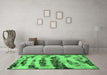 Machine Washable Abstract Emerald Green Modern Area Rugs in a Living Room,, wshabs768emgrn