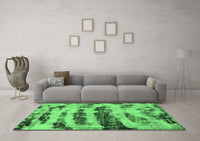 Machine Washable Abstract Emerald Green Modern Rug, wshabs768emgrn